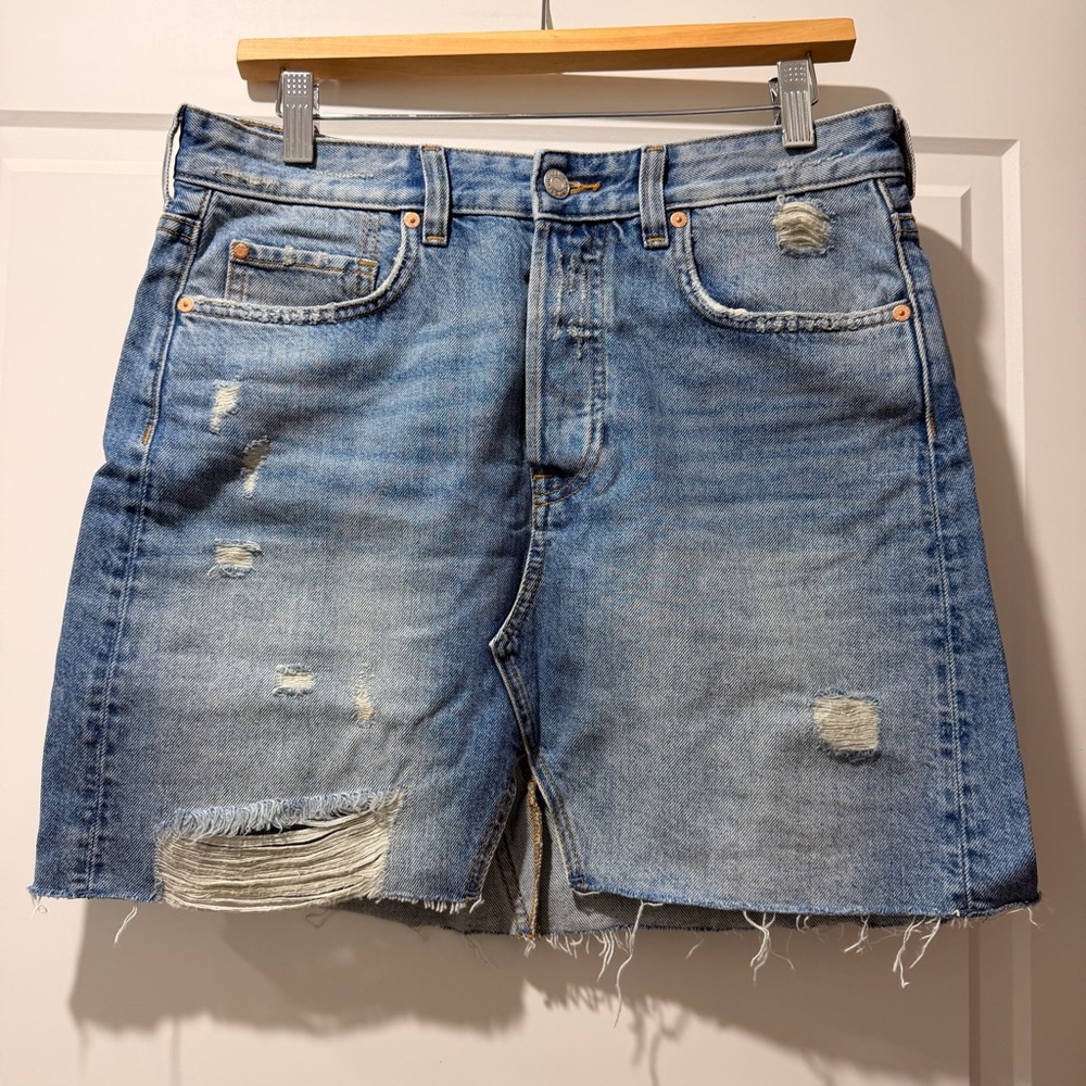 H&M Distressed Mini Jean Skirt